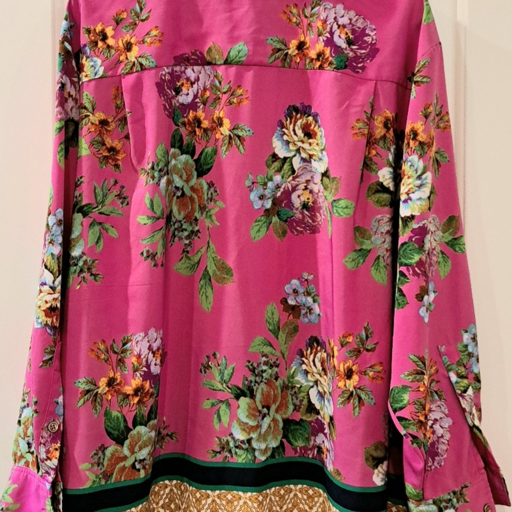 Ellen Tracy Pink Floral Blouse button casual  size 3X - Picture 12 of 13